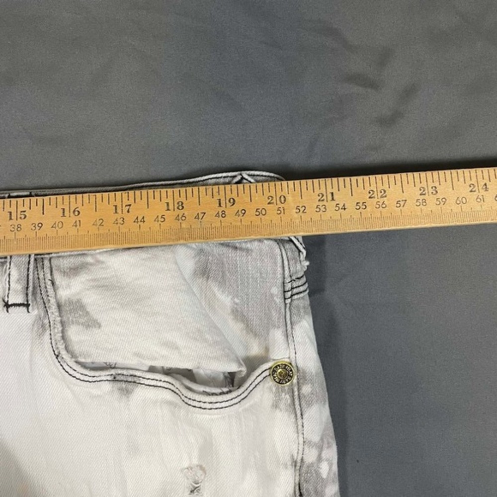 Y2K Baby‎ Phat Size 22 Acid Wash Distressed Jeans White Grey Cat Logo Streetwear - Picture 7 of 10